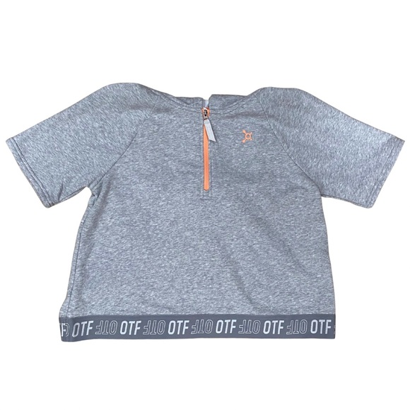 Orangetheory Gray Cropped Short Sleeve Hooded Sweatshirt Quarter Zip Size XS NWT - Picture 1 of 10